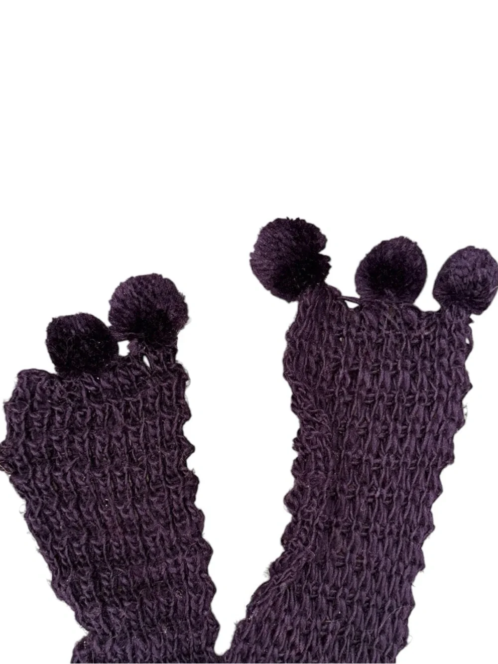 Plush Pom-Pom Knit Scarf - Purple